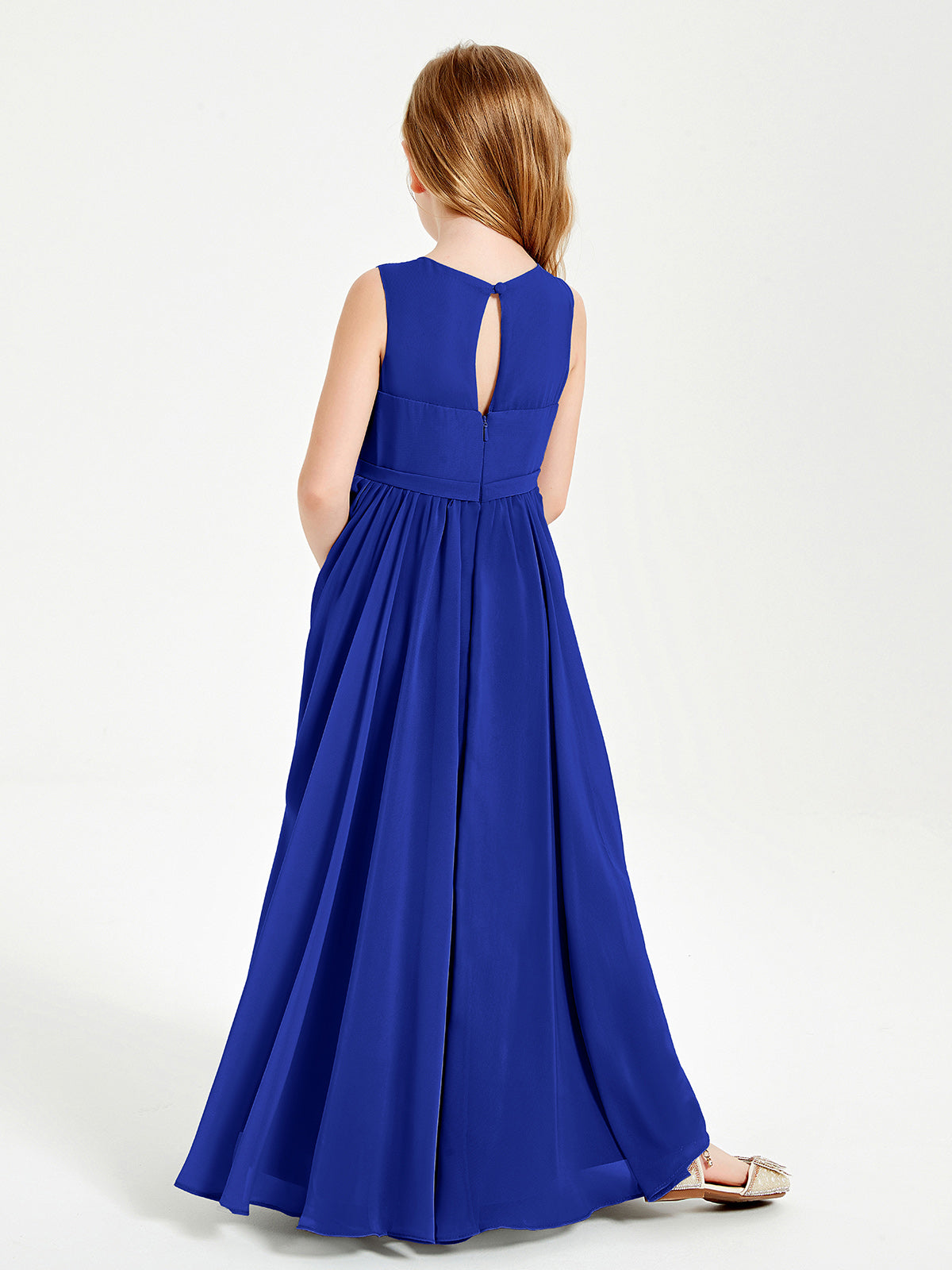 Chic Elegant Sleeveless Dresses for Junior Bridesmaids Royal Blue